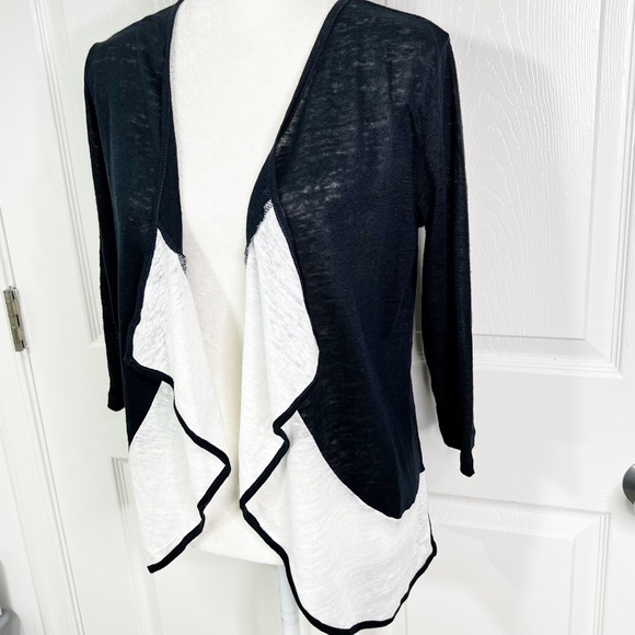 All About You Navy 3/4 Sleeve Open Waterfall Cardigan Size S - Picture 2 of 6